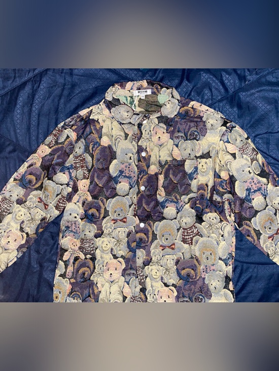 Moschino Jackets & Blazers - Moschino Multi Teddy Bear Print Jean Jacket in Purple and Cream
